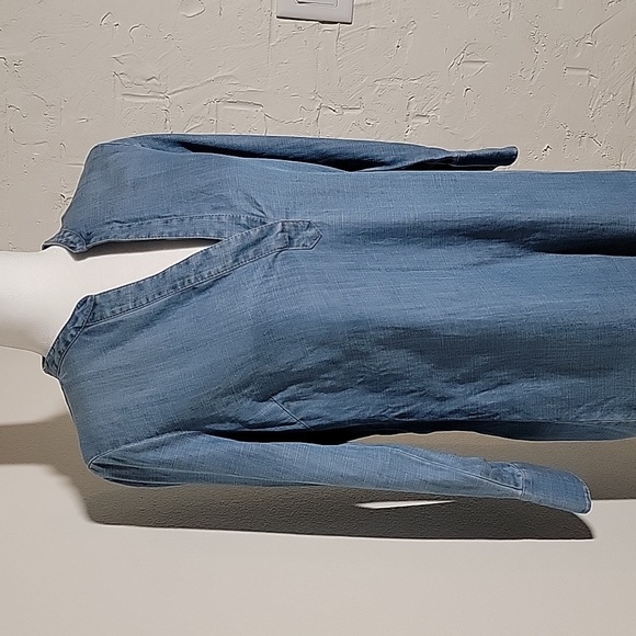 Vineyard Vines Shirt Dress Tunic V-neck 3/4 Sleeve Lyocell Linen Chambray 0 XS - Picture 4 of 16